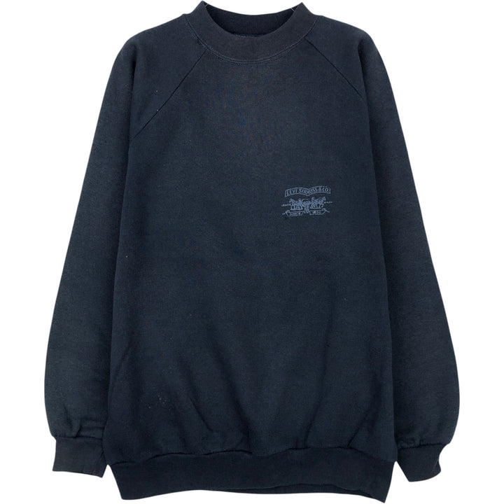 Levi's One-Point Logo Sweatshirt, Made in Italy, Men's Size S (approx.) cotton navy blue type Vintage Second Hand