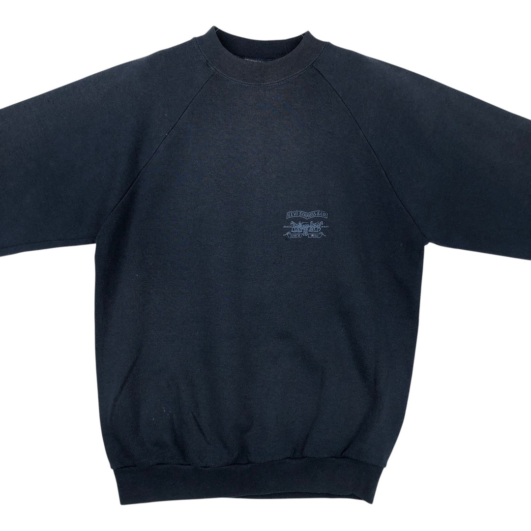 Levi's One-Point Logo Sweatshirt, Made in Italy, Men's Size S (approx.) cotton navy blue type Vintage Second Hand