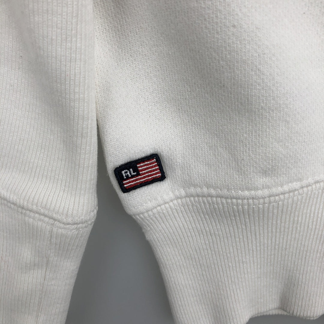 Ralph Lauren Polo Jeans Company logo sweatshirt, men's size L cotton white type Vintage Second Hand