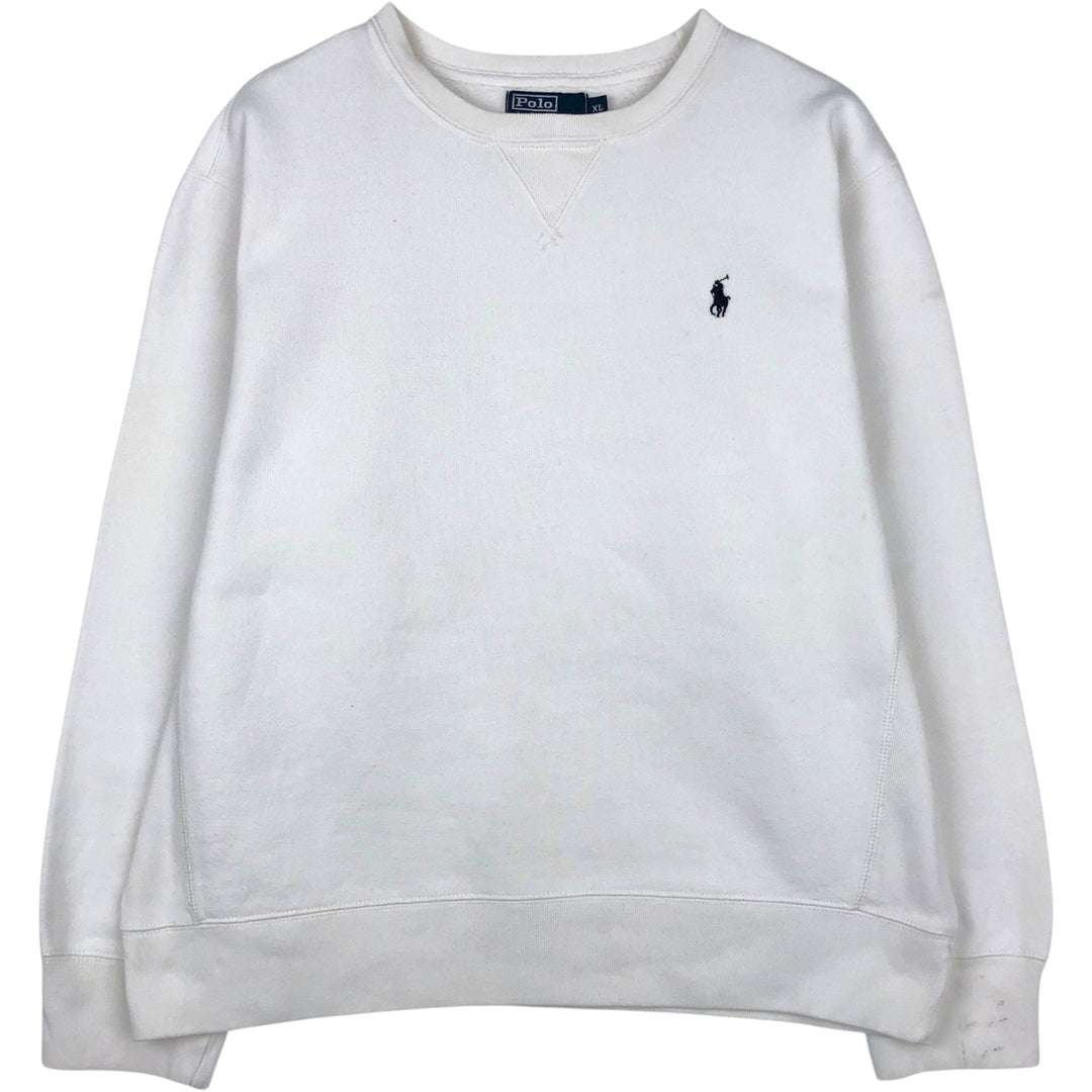 Ralph Lauren POLO by Ralph Lauren One Point Logo Sweatshirt Trainer Men's XL cotton white type Vintage Second Hand