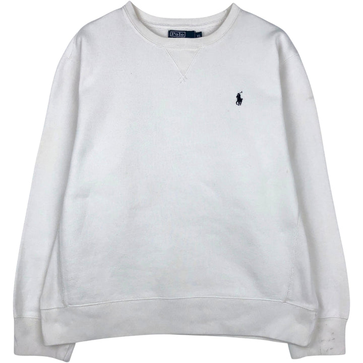 Ralph Lauren POLO by Ralph Lauren One Point Logo Sweatshirt Trainer Men's XL cotton white type Vintage Second Hand