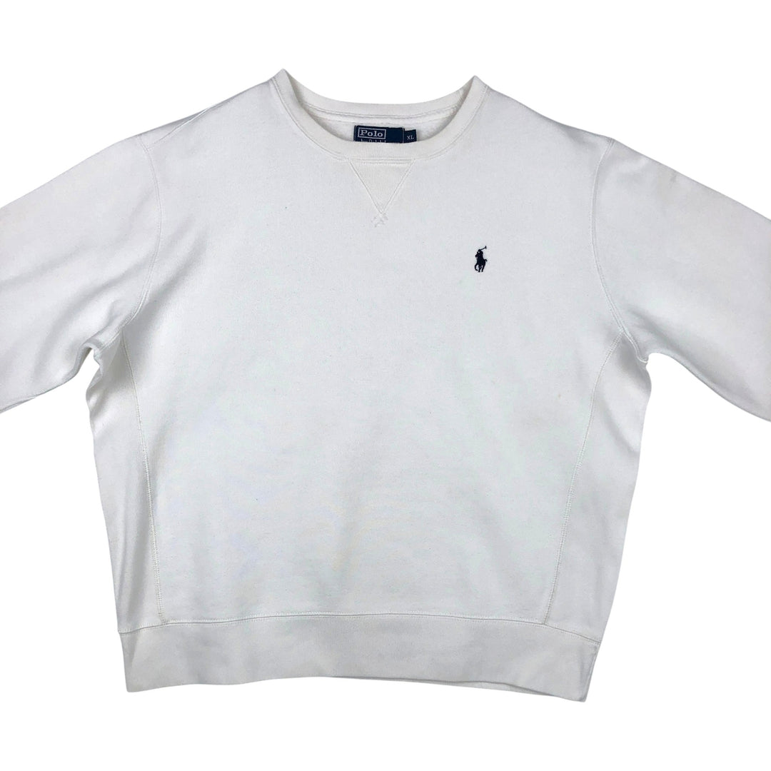 Ralph Lauren POLO by Ralph Lauren One Point Logo Sweatshirt Trainer Men's XL cotton white type Vintage Second Hand