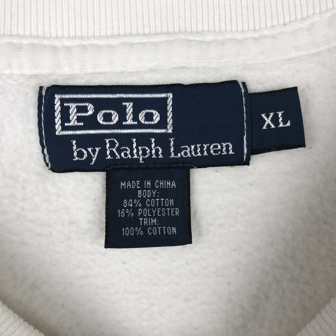 Ralph Lauren POLO by Ralph Lauren One Point Logo Sweatshirt Trainer Men's XL cotton white type Vintage Second Hand