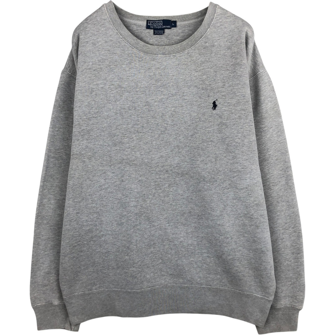 Ralph Lauren POLO by Ralph Lauren One Point Logo Sweatshirt Trainer Men's L size cotton gray type Vintage Second Hand