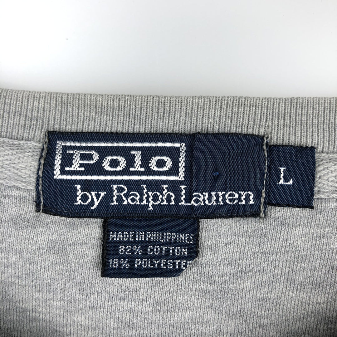 Ralph Lauren POLO by Ralph Lauren One Point Logo Sweatshirt Trainer Men's L size cotton gray type Vintage Second Hand