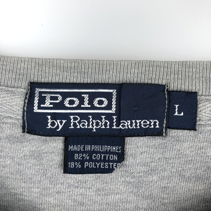 Ralph Lauren POLO by Ralph Lauren One Point Logo Sweatshirt Trainer Men's L size cotton gray type Vintage Second Hand