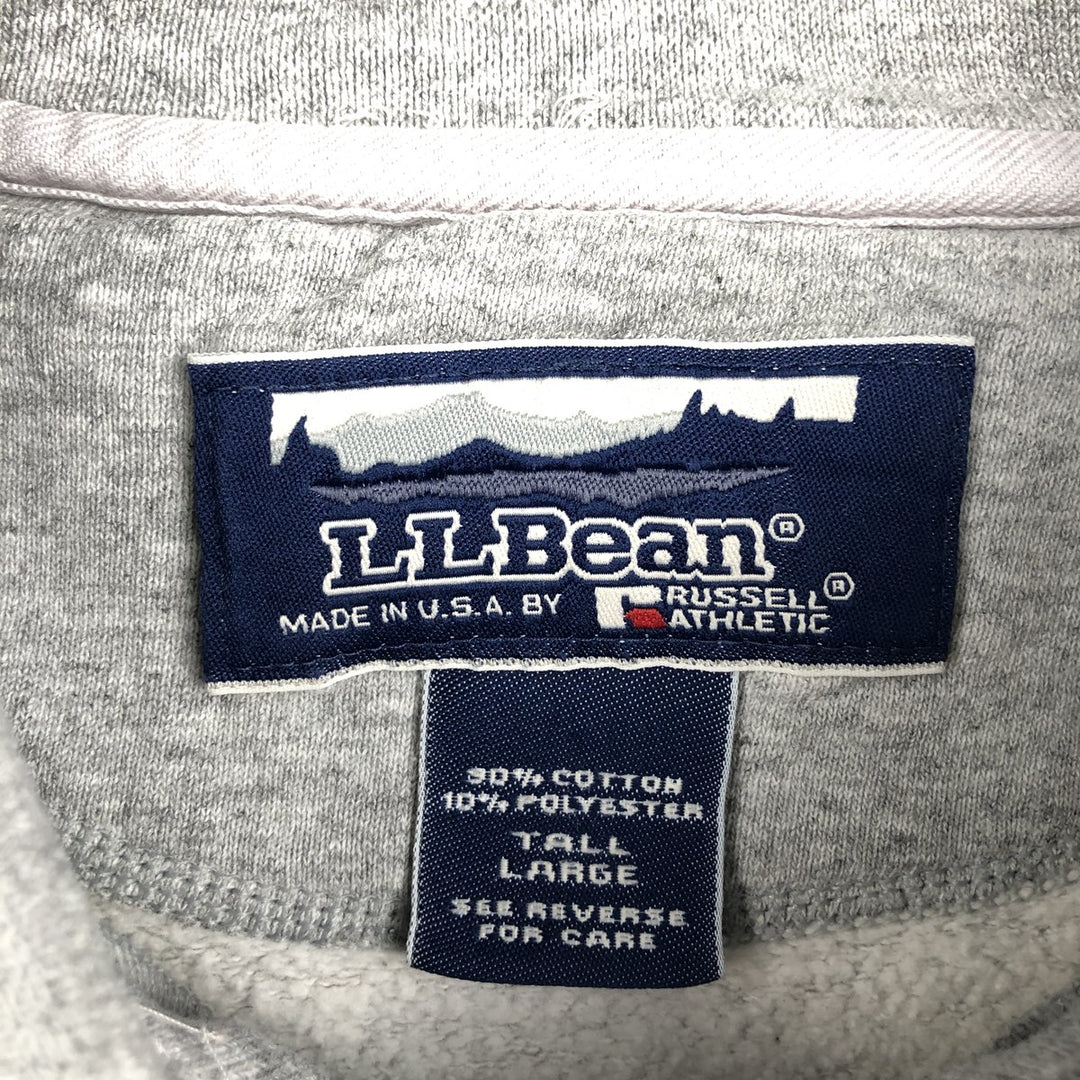 LLBean RUSSELL ATHLETIC Double Name Henley Neck Sweatshirt, Made in USA, Men's Size L (approx.) cotton gray type Vintage Second Hand