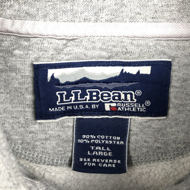 LLBean RUSSELL ATHLETIC Double Name Henley Neck Sweatshirt, Made in USA, Men's Size L (approx.) cotton gray type Vintage Second Hand