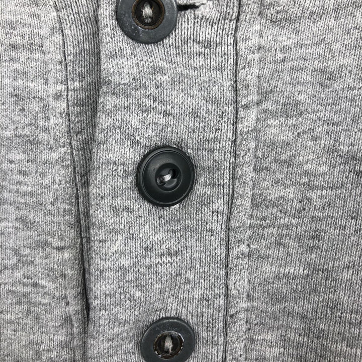 LLBean RUSSELL ATHLETIC Double Name Henley Neck Sweatshirt, Made in USA, Men's Size L (approx.) cotton gray type Vintage Second Hand