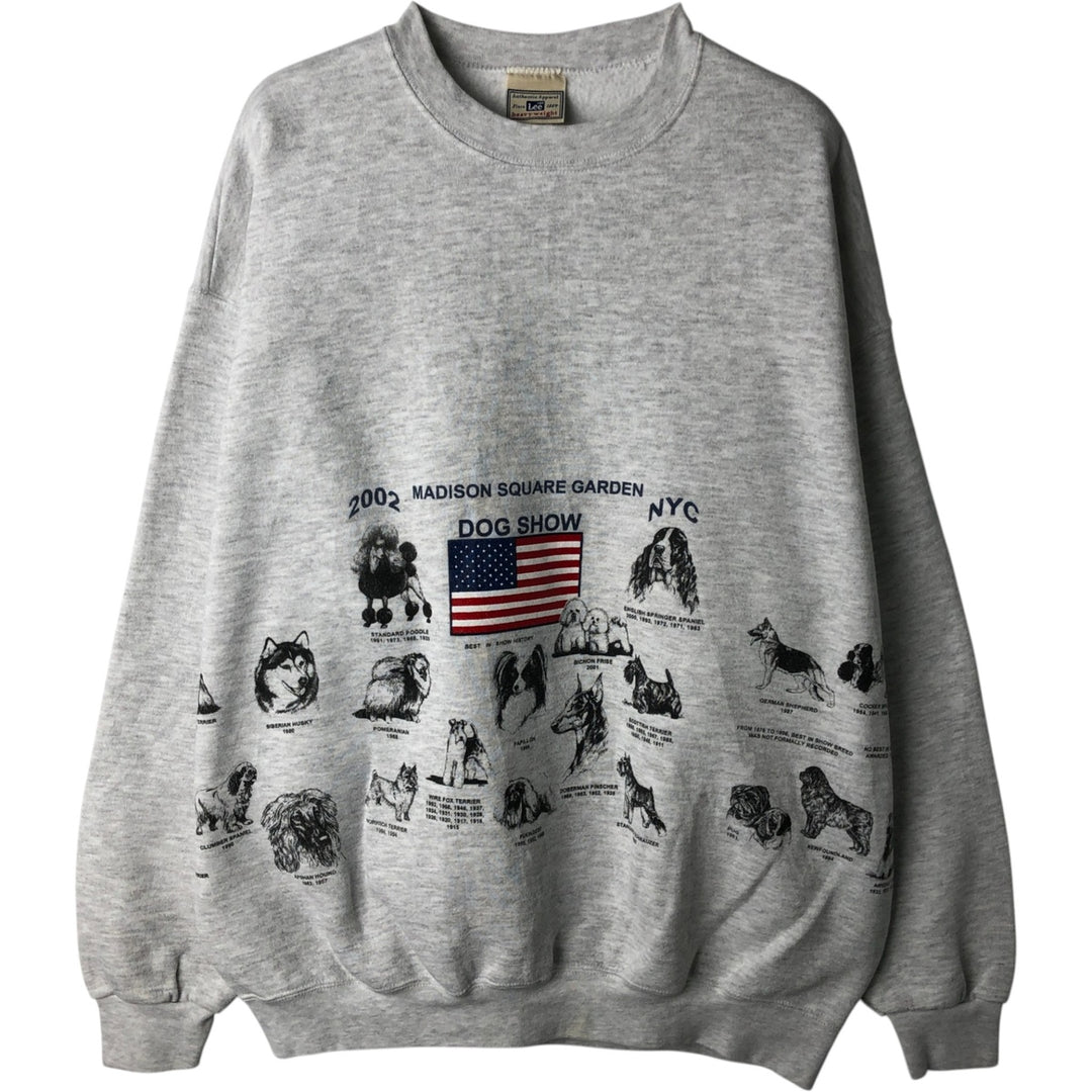 Lee American Flag and Dog Print Animal Sweatshirt (Men's XL equivalent) unclear gray type Vintage Second Hand