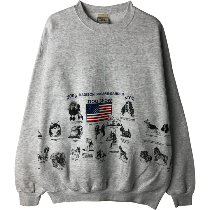 Lee American Flag and Dog Print Animal Sweatshirt (Men's XL equivalent) unclear gray type Vintage Second Hand