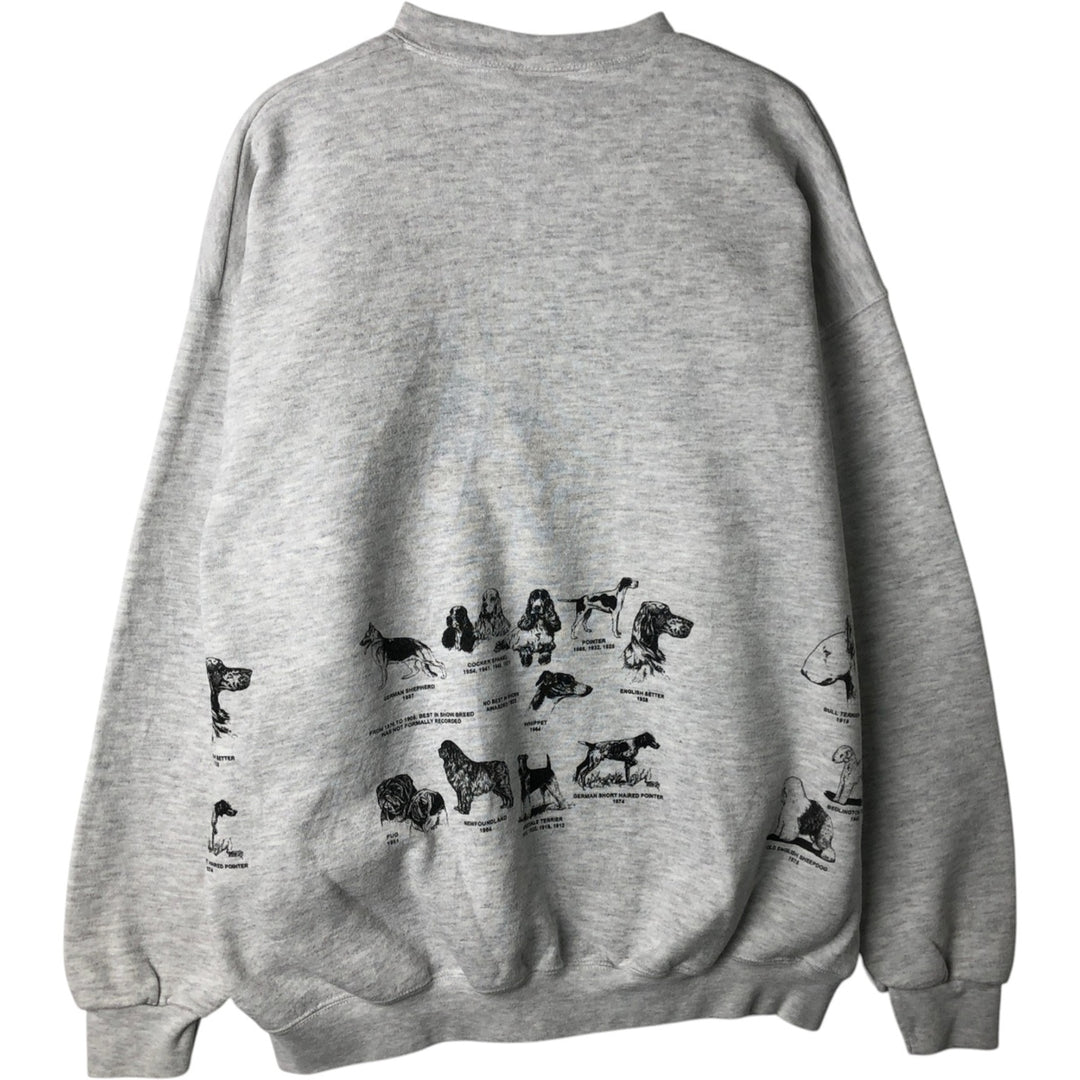 Lee American Flag and Dog Print Animal Sweatshirt (Men's XL equivalent) unclear gray type Vintage Second Hand