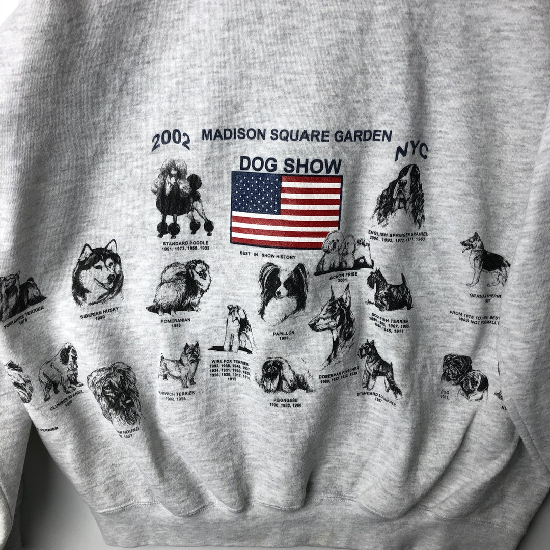Lee American Flag and Dog Print Animal Sweatshirt (Men's XL equivalent) unclear gray type Vintage Second Hand