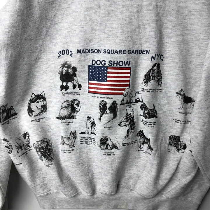 Lee American Flag and Dog Print Animal Sweatshirt (Men's XL equivalent) unclear gray type Vintage Second Hand