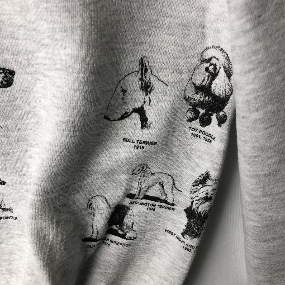 Lee American Flag and Dog Print Animal Sweatshirt (Men's XL equivalent) unclear gray type Vintage Second Hand
