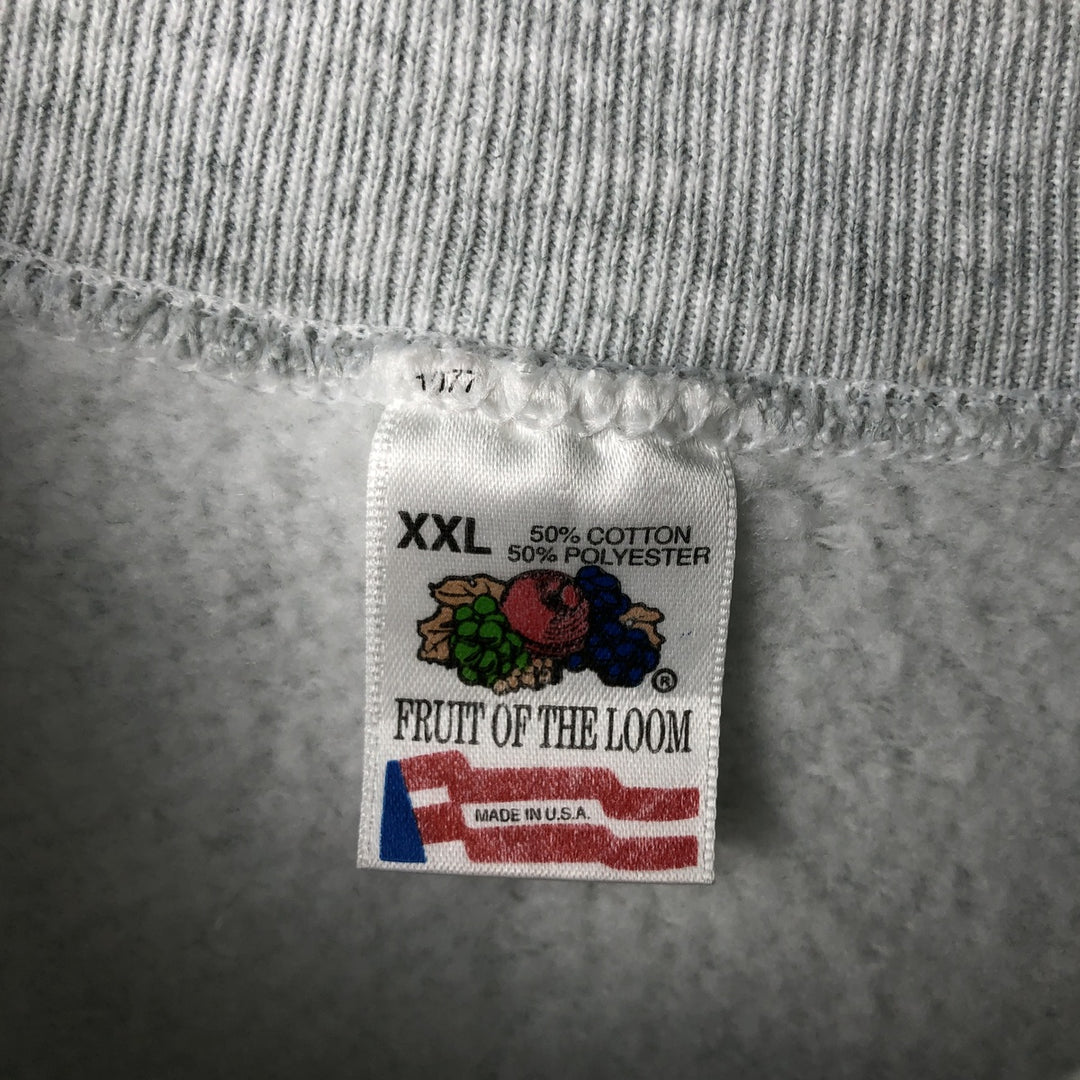 90'S Fruit of the Loom Dog Print Animal Sweatshirt, Made in USA, Men's XXL equivalent, Vintage cotton gray type Vintage Second Hand