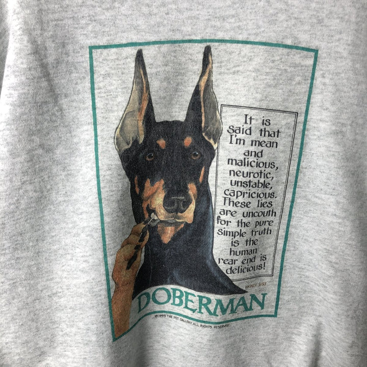 90'S Fruit of the Loom Dog Print Animal Sweatshirt, Made in USA, Men's XXL equivalent, Vintage cotton gray type Vintage Second Hand