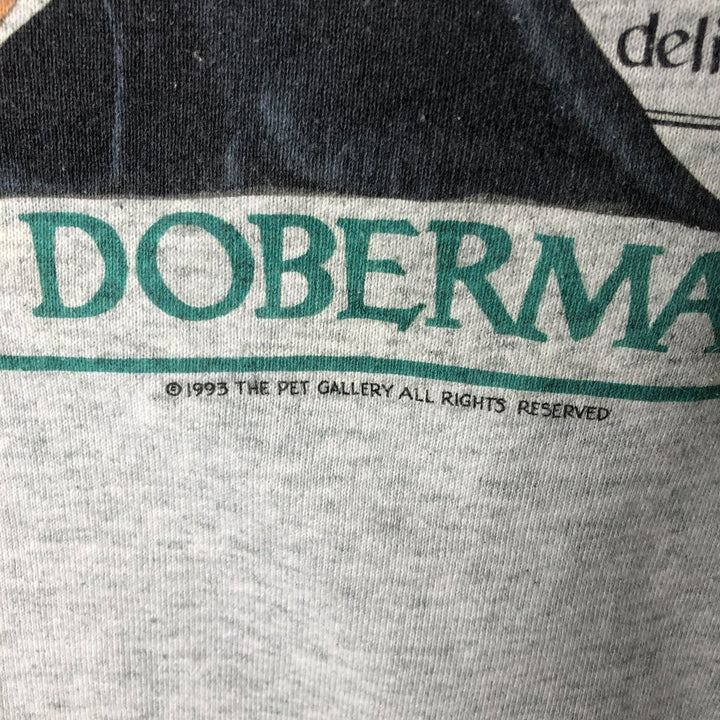 90'S Fruit of the Loom Dog Print Animal Sweatshirt, Made in USA, Men's XXL equivalent, Vintage cotton gray type Vintage Second Hand