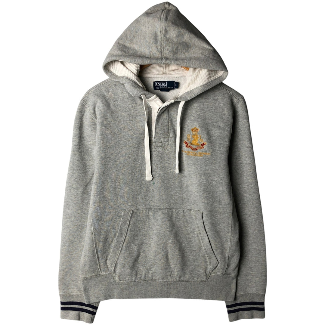 Ralph Lauren POLO JEANS COMPANY Half-Button Sweatshirt Pullover Hoodie, Men's Size S (approx.) cotton gray type Vintage Second Hand