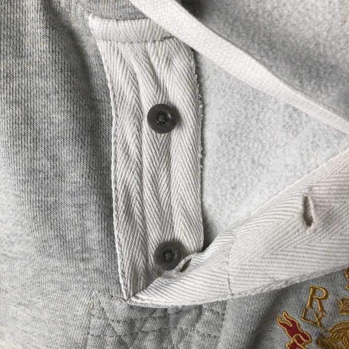Ralph Lauren POLO JEANS COMPANY Half-Button Sweatshirt Pullover Hoodie, Men's Size S (approx.) cotton gray type Vintage Second Hand