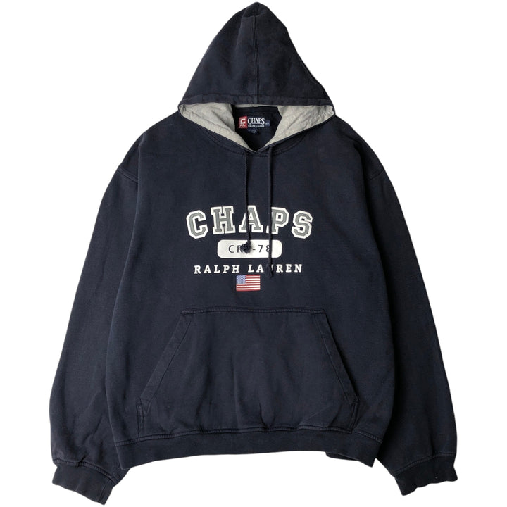 Ralph Lauren CHAPS sweatshirt pullover hoodie, men's size XXL. cotton navy blue type Vintage Second Hand