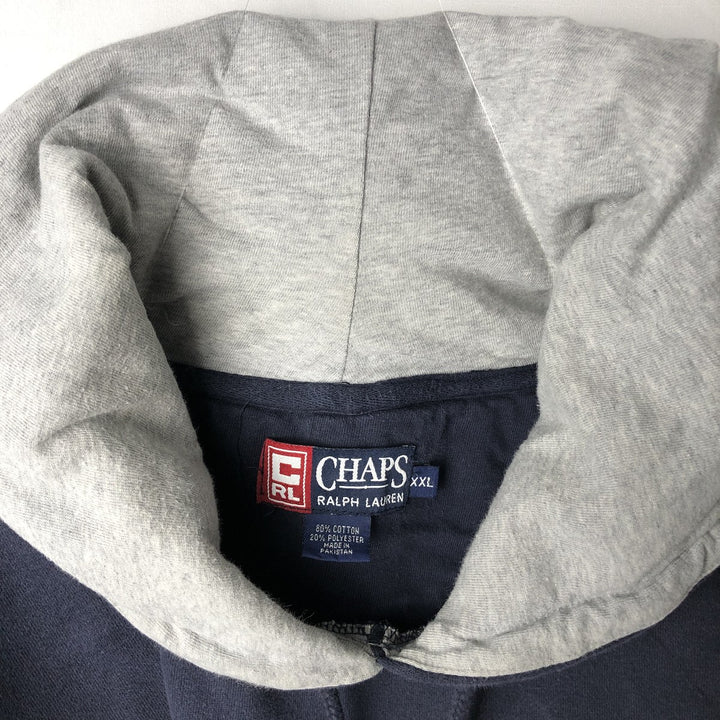 Ralph Lauren CHAPS sweatshirt pullover hoodie, men's size XXL. cotton navy blue type Vintage Second Hand