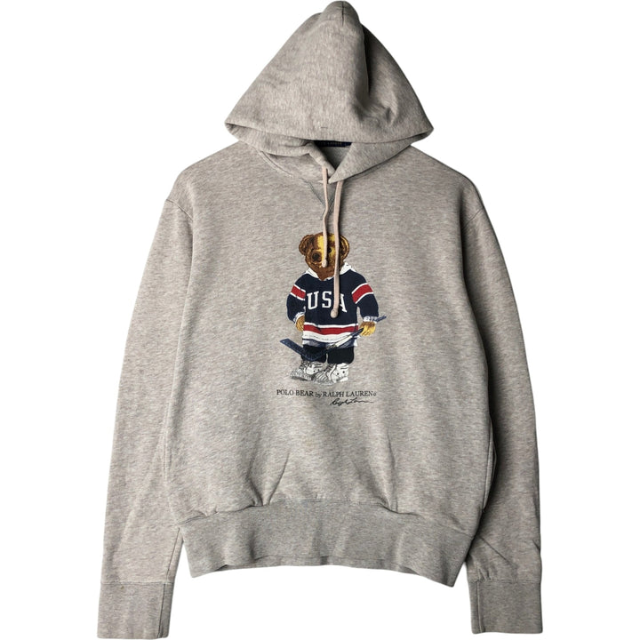 Ralph Lauren POLO RALPH LAUREN Polo Bear Sweatshirt Pullover Hoodie, Men's Size Small cotton gray type Vintage Second Hand