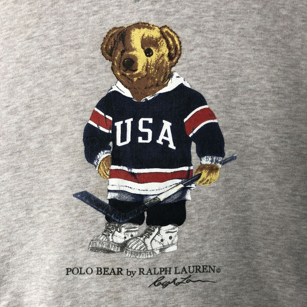 Ralph Lauren POLO RALPH LAUREN Polo Bear Sweatshirt Pullover Hoodie, Men's Size Small cotton gray type Vintage Second Hand
