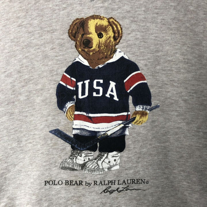 Ralph Lauren POLO RALPH LAUREN Polo Bear Sweatshirt Pullover Hoodie, Men's Size Small cotton gray type Vintage Second Hand