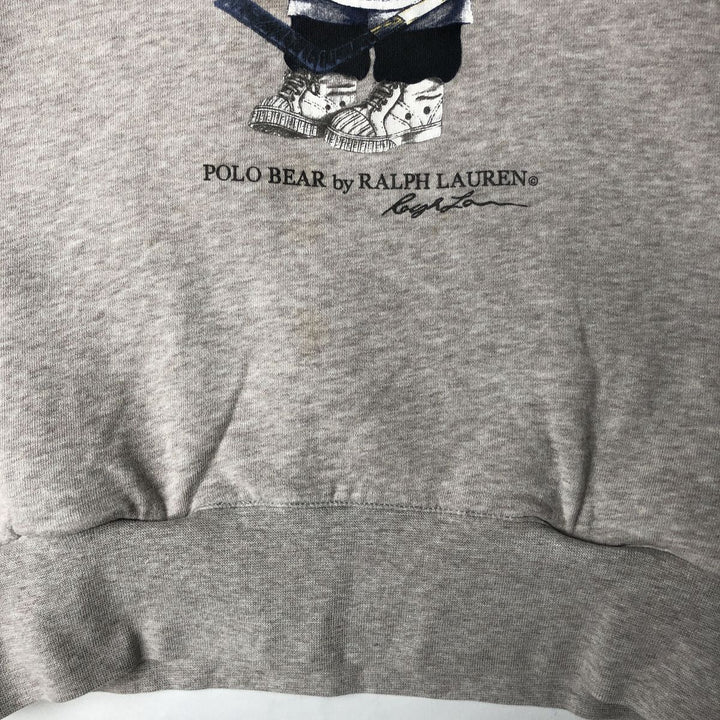 Ralph Lauren POLO RALPH LAUREN Polo Bear Sweatshirt Pullover Hoodie, Men's Size Small cotton gray type Vintage Second Hand