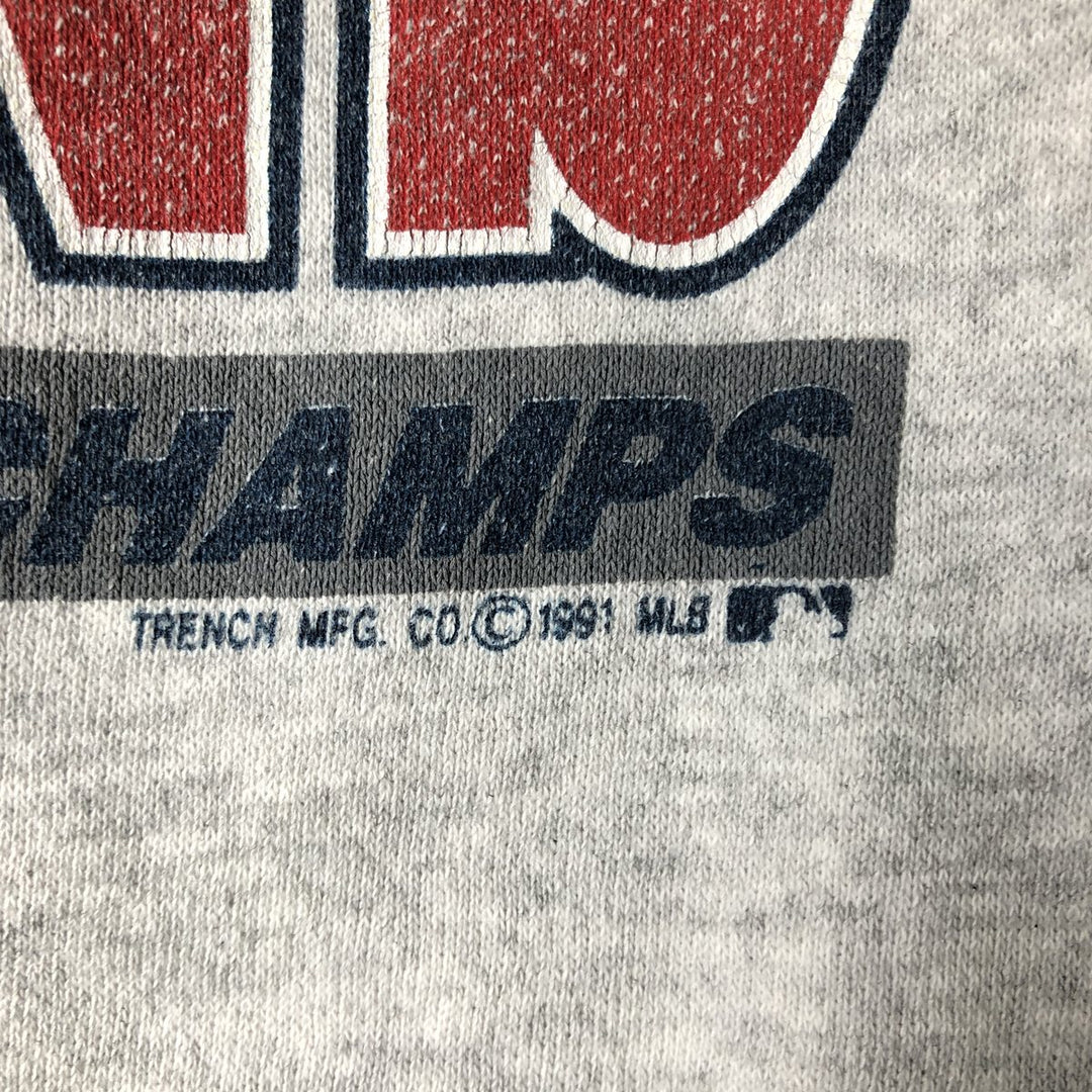 90'S MLB Minnesota Twins Print Sweatshirt, Made in USA, Men's Size L (Equivalent), Vintage cotton gray type Vintage Second Hand