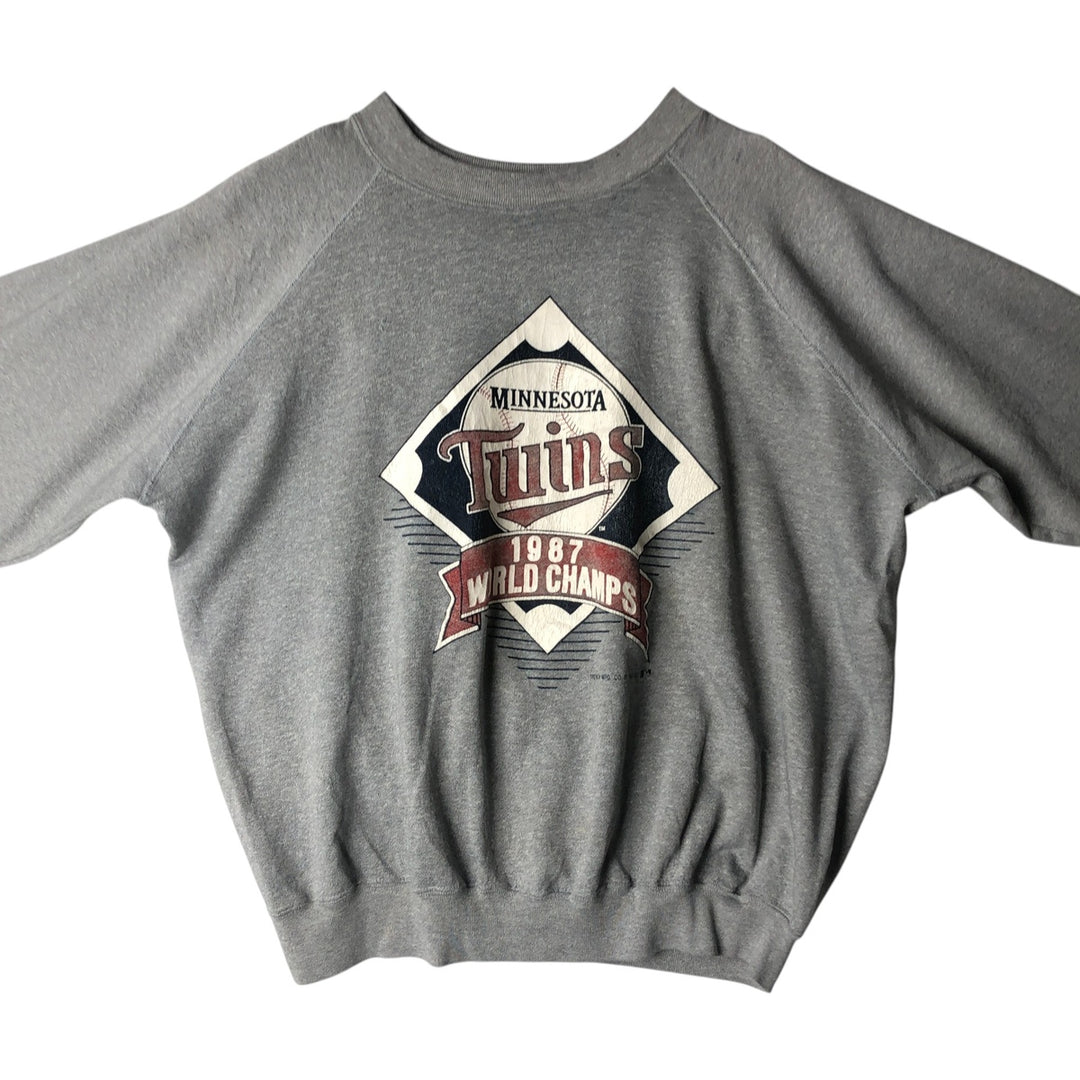 80'S TRENCH MLB Minnesota Twins Print Sweatshirt, Made in USA, Men's Size L (Equivalent), Vintage polyester gray type Vintage Second Hand
