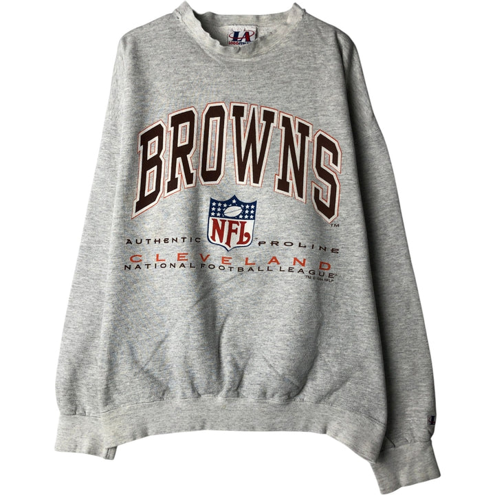 90'S LOGOATHLETIC NFL Cleveland Browns Sweatshirt, Made in USA, Men's Size L (Equivalent), Vintage cotton gray type Vintage Second Hand