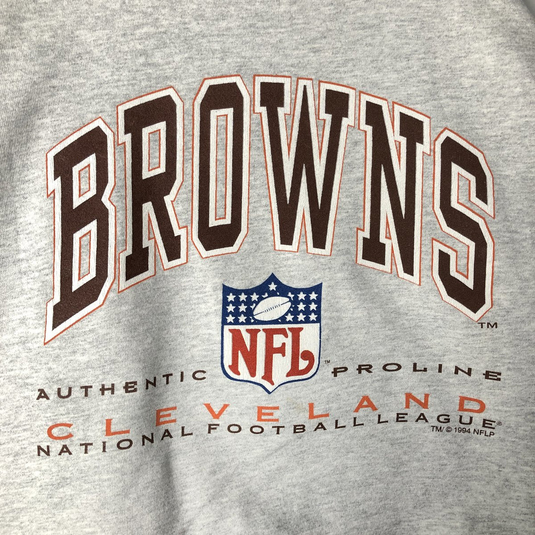 90'S LOGOATHLETIC NFL Cleveland Browns Sweatshirt, Made in USA, Men's Size L (Equivalent), Vintage cotton gray type Vintage Second Hand