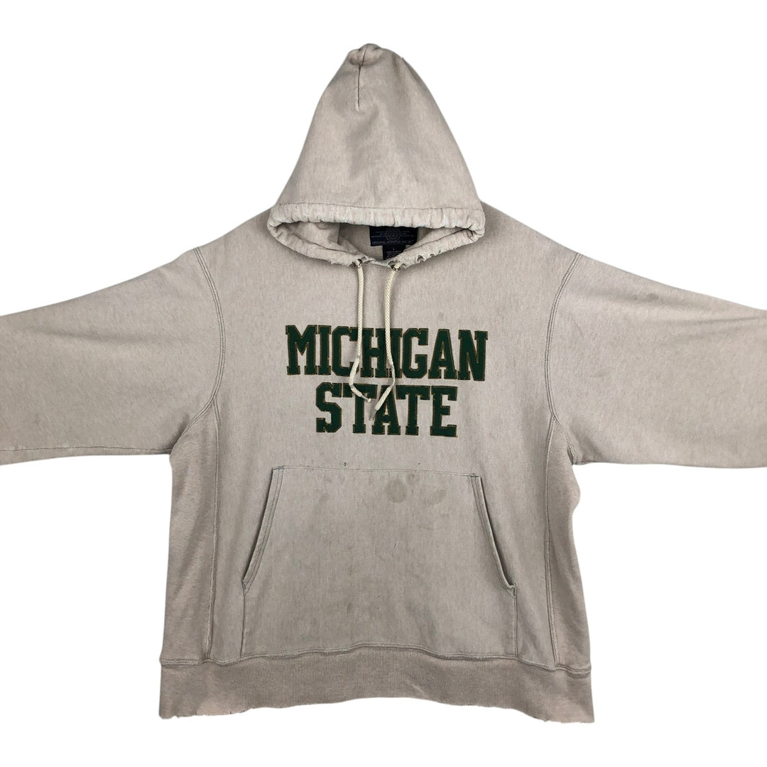 Champion Original Reverse Weave MICHIGAN University of Michigan College Sweat Pullover Hoodie (Men's Size L) cotton Beige type Vintage Second Hand