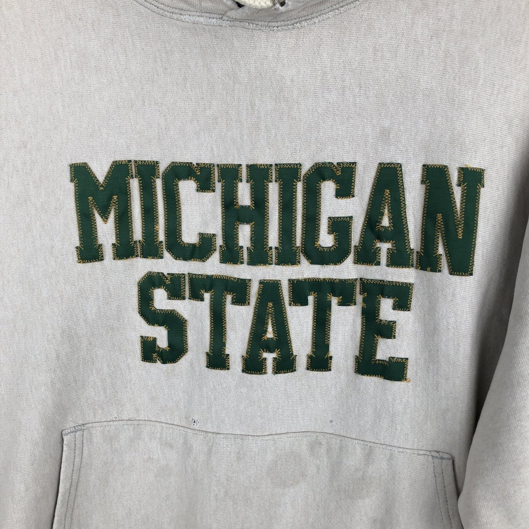 Champion Original Reverse Weave MICHIGAN University of Michigan College Sweat Pullover Hoodie (Men's Size L) cotton Beige type Vintage Second Hand