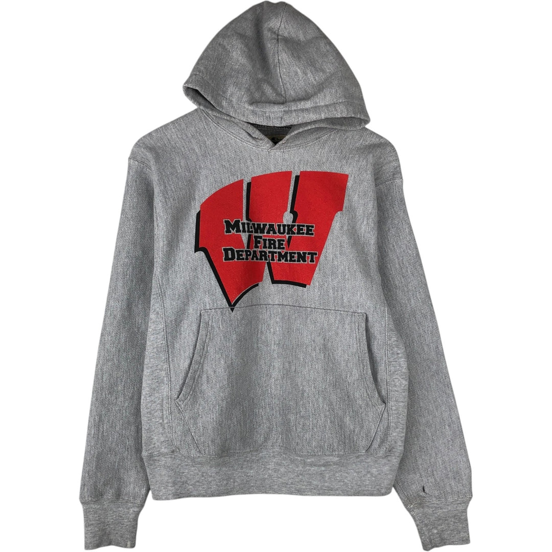 2000'S Champion PREMIUM REVERSE WEAVE Premium Reverse Weave Sweatshirt Pullover Hoodie, Men's Size Small cotton gray type Vintage Second Hand