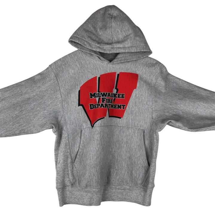 2000'S Champion PREMIUM REVERSE WEAVE Premium Reverse Weave Sweatshirt Pullover Hoodie, Men's Size Small cotton gray type Vintage Second Hand