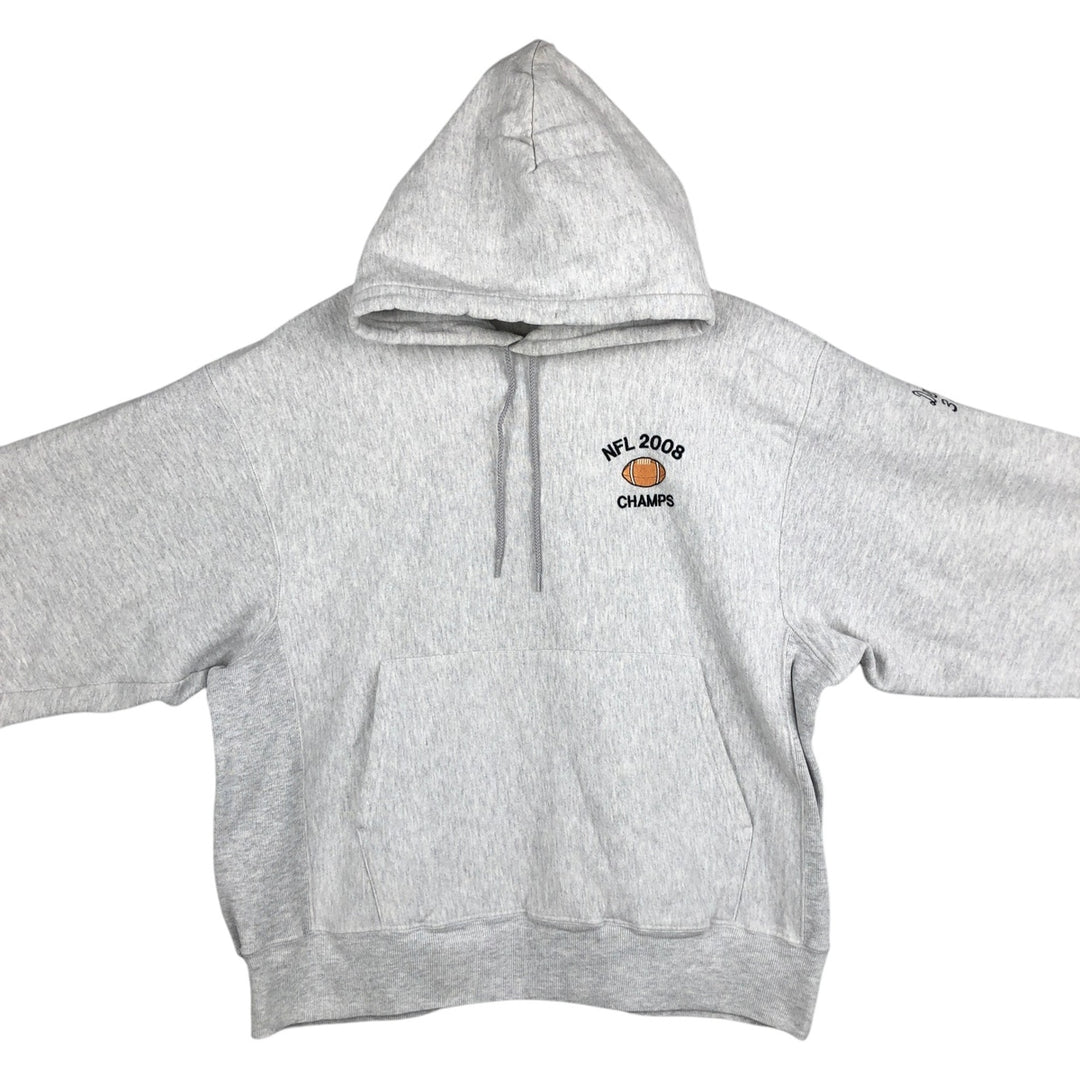 2000'S Champion Premium Reverse Weave NFL 2008 CHAMPS Sweat Pullover Hoodie (Men's Size L) unclear gray type Vintage Second Hand