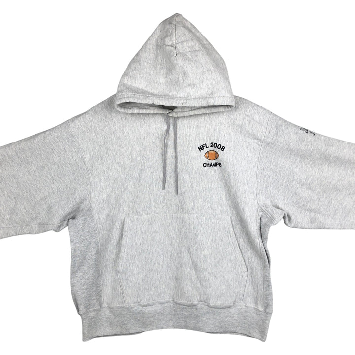 2000'S Champion Premium Reverse Weave NFL 2008 CHAMPS Sweat Pullover Hoodie (Men's Size L) unclear gray type Vintage Second Hand