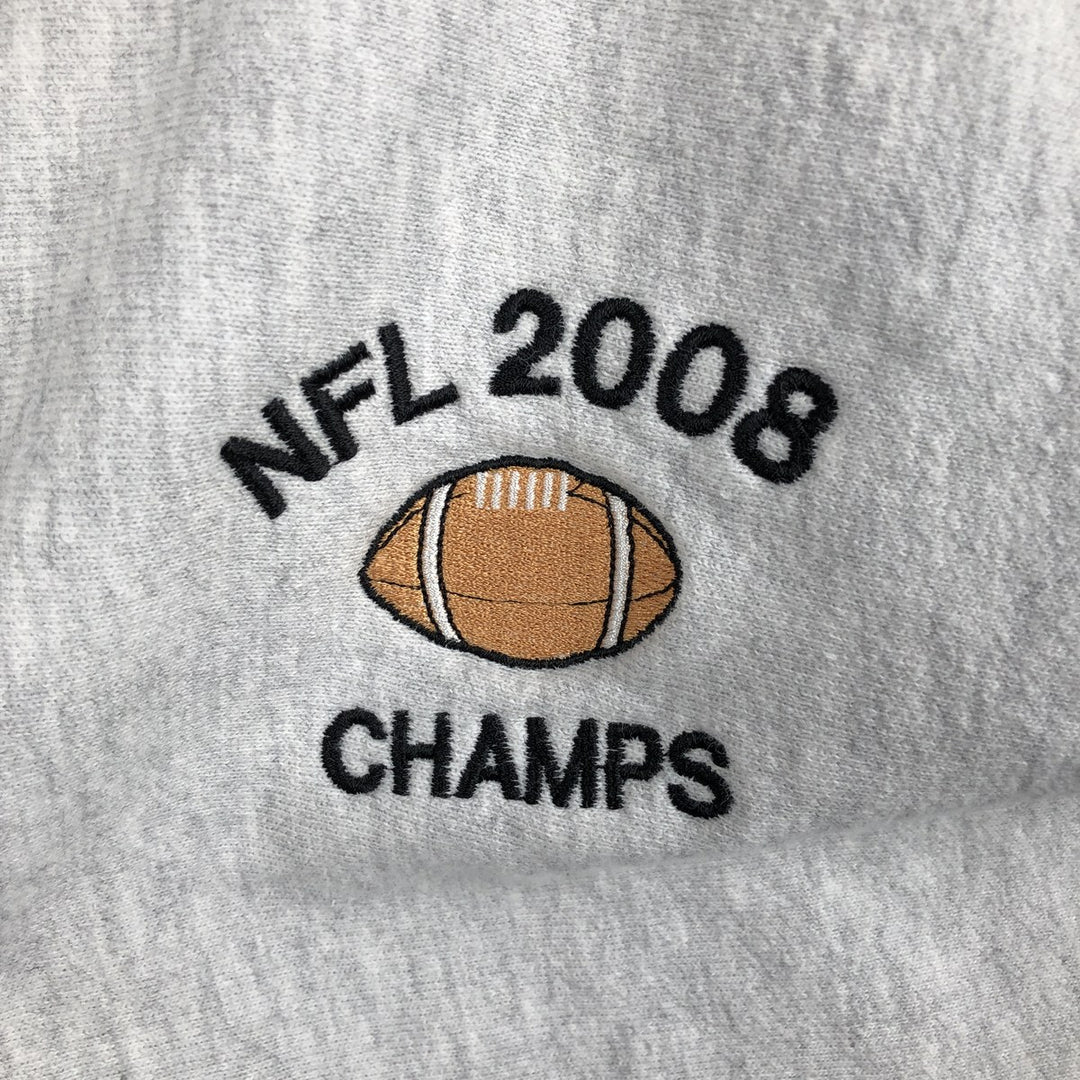 2000'S Champion Premium Reverse Weave NFL 2008 CHAMPS Sweat Pullover Hoodie (Men's Size L) unclear gray type Vintage Second Hand