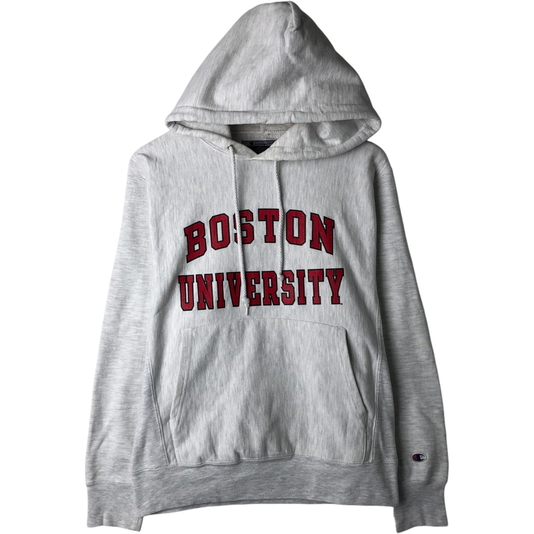 2000'S Champion Original Reverse Weave Boston University College Sweatshirt Pullover Hoodie (Men's Size S) cotton gray type Vintage Second Hand
