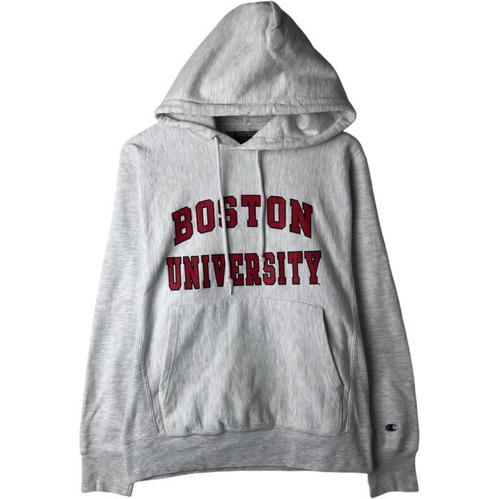 2000'S Champion Original Reverse Weave Boston University College Sweatshirt Pullover Hoodie (Men's Size S) cotton gray type Vintage Second Hand