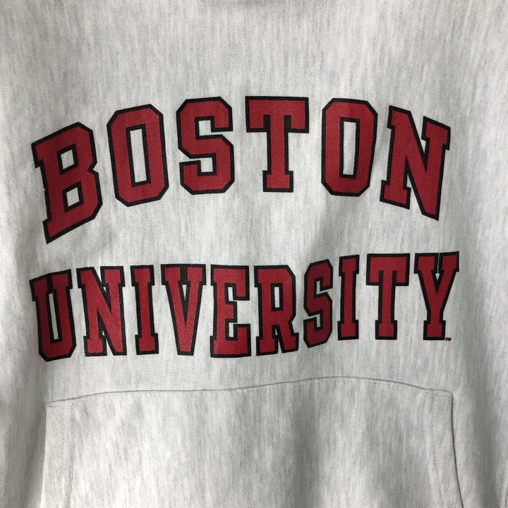 2000'S Champion Original Reverse Weave Boston University College Sweatshirt Pullover Hoodie (Men's Size S) cotton gray type Vintage Second Hand