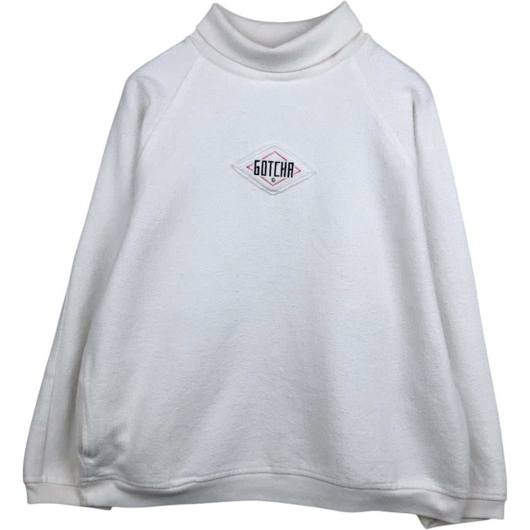 GOTCHA Turtleneck Sweatshirt, Made in USA, Men's Size XL (approx.) cotton white type Vintage Second Hand