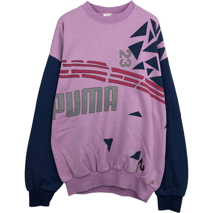 Puma Crazy Pattern Logo Sweatshirt (Men's Size L) cotton pink type Vintage Second Hand