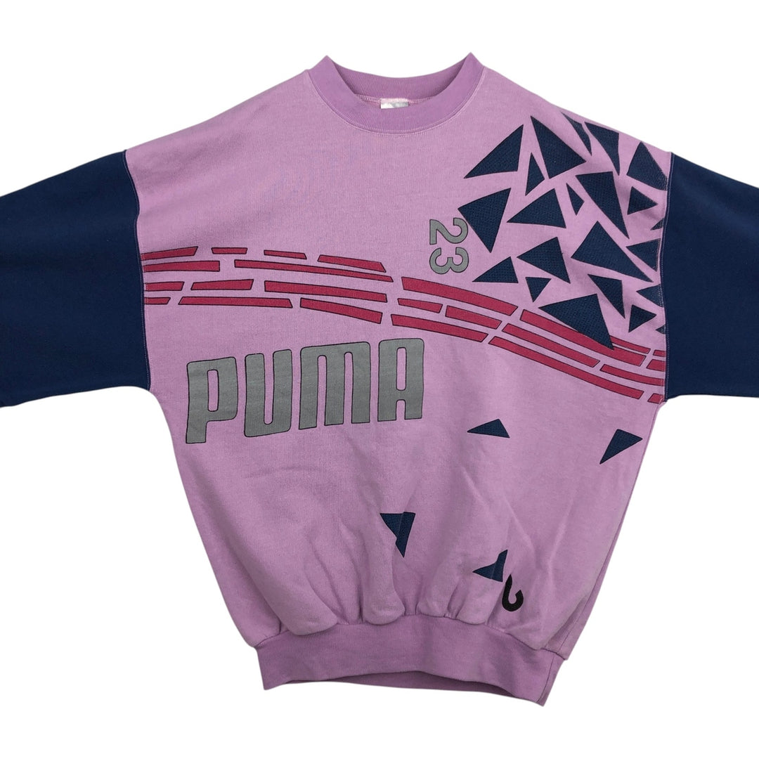 Puma Crazy Pattern Logo Sweatshirt (Men's Size L) cotton pink type Vintage Second Hand