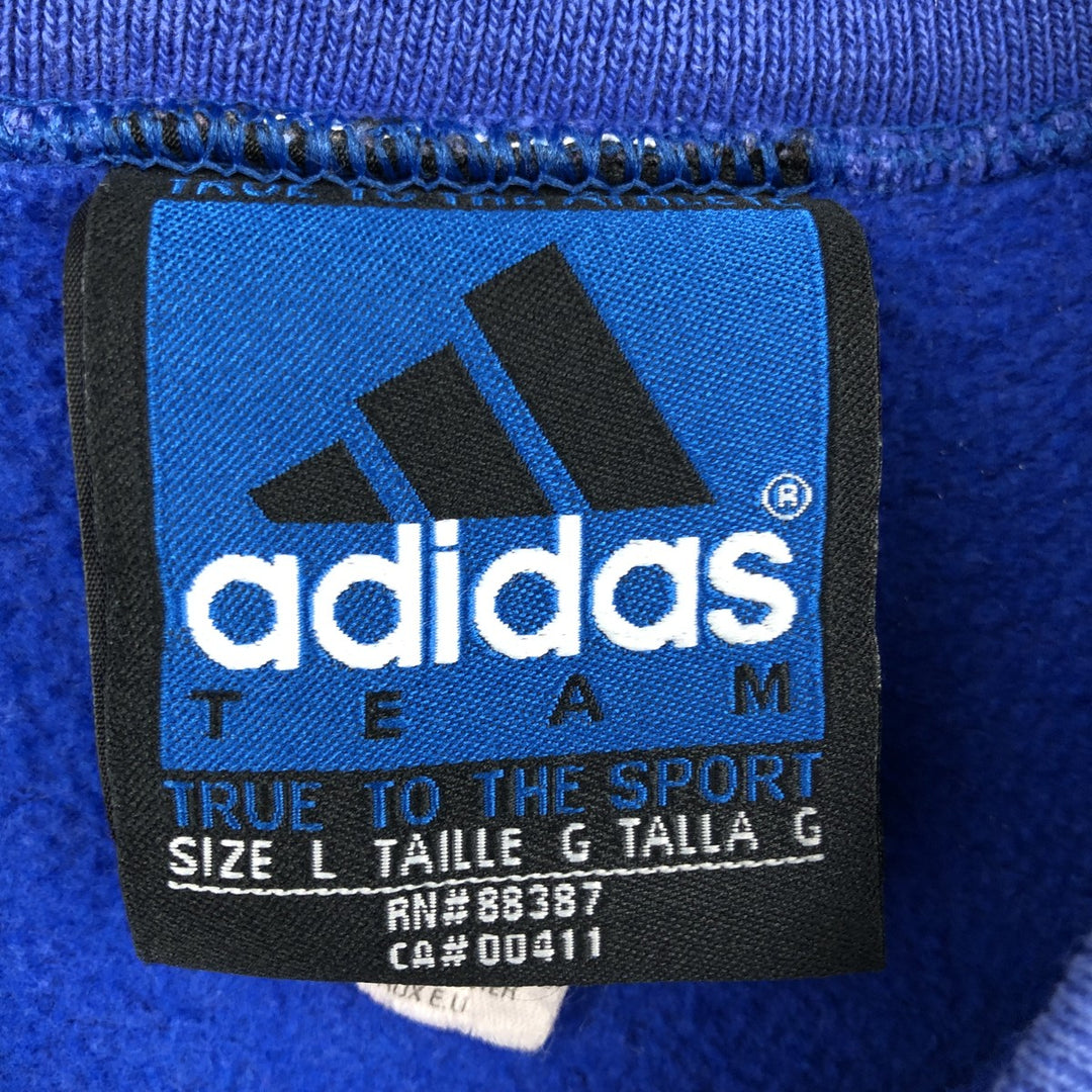 Adidas TEAM one-point logo sweatshirt, made in USA, men's size L equivalent. cotton blue type Vintage Second Hand
