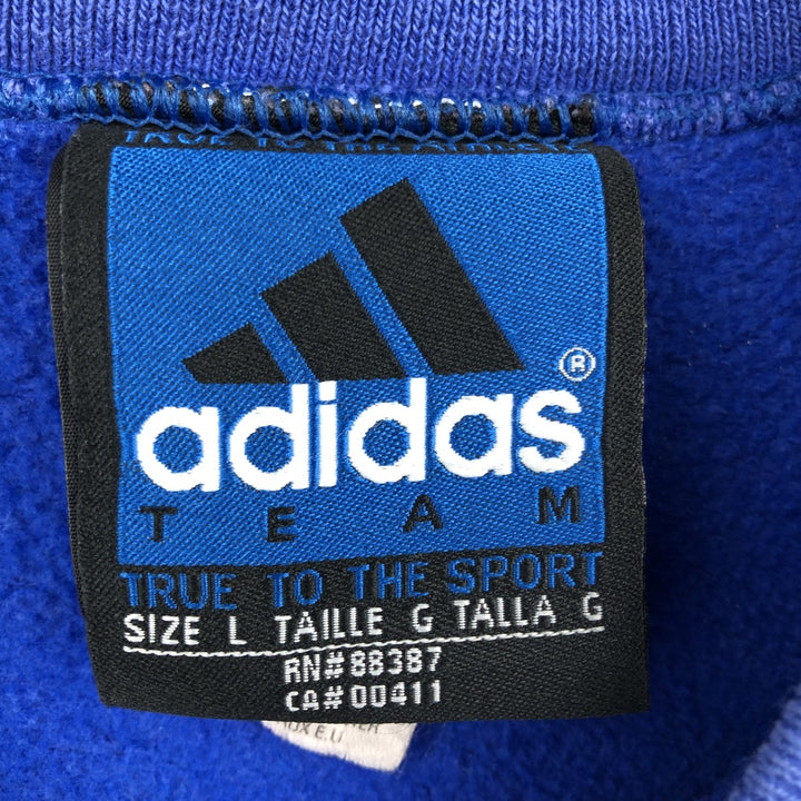 Adidas TEAM one-point logo sweatshirt, made in USA, men's size L equivalent. cotton blue type Vintage Second Hand