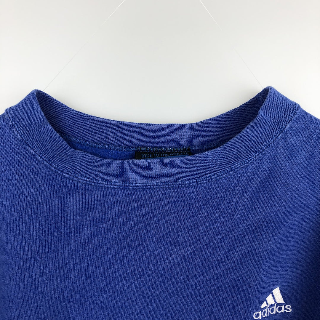 Adidas TEAM one-point logo sweatshirt, made in USA, men's size L equivalent. cotton blue type Vintage Second Hand